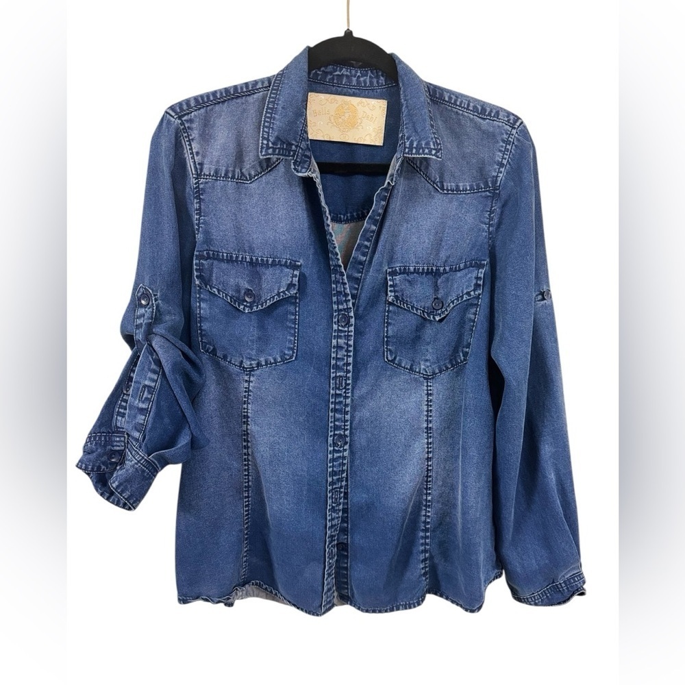 Bella Dahl Blue Button Down Shirt - Picture 2 of 4